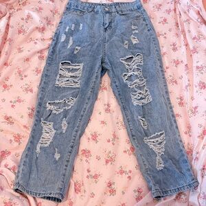 Stylish Distressed Blue Jeans